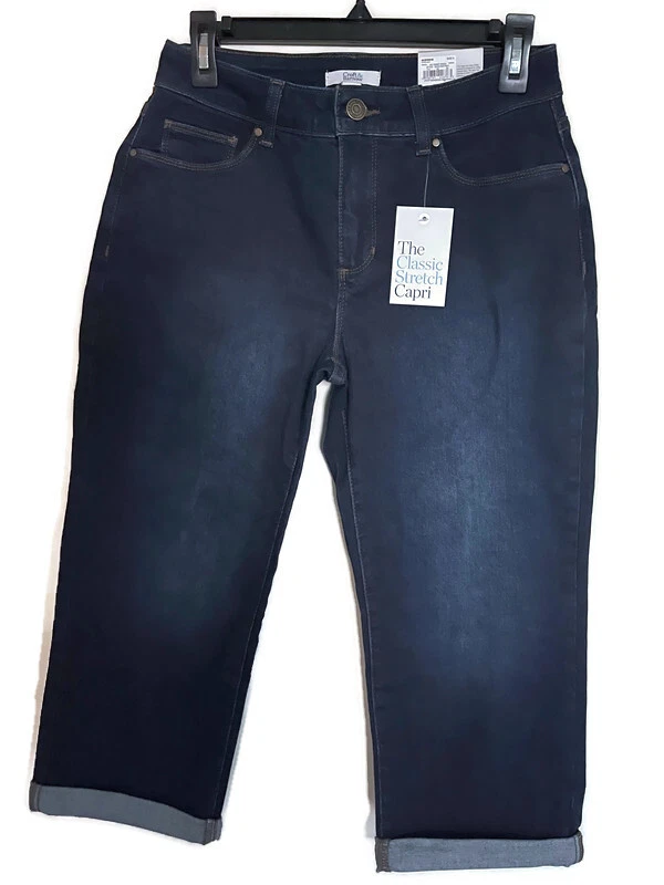 Croft & Barrow Extra Comfort Cuffed Womens Jeans Capris Rinse Wash Size 6
