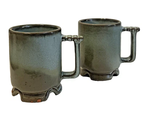 Frankoma Plainsman 4 Inch C1 Mugs (2) - Woodland Moss - PreOwned - See Photos