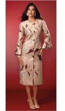 20W PLUS Midnight Velvet Beige Pink Wedding Church Regina Floral Jacket Dress