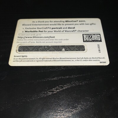 BLIZZCON 2011 WoW WORLD OF WARCRAFT MURKABLO PET LOOT CARD CODE