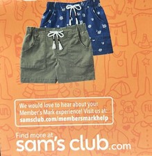 Members Mark Girls Elastic Waistband Woven Shorts Size 4 / 5 - 2 Pack Blue Green