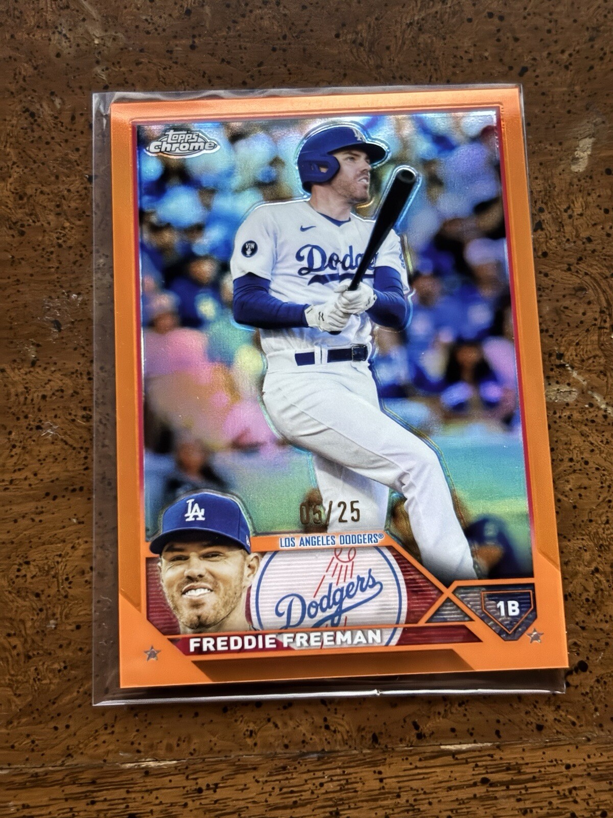 2023 Topps Chrome - #5 Freddie Freeman Orange 5/25 Jersey Number MVP DODGERS