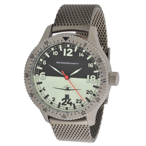 Messerschmitt ME-67TI Orologio Uomo Aviatore | Titanio E Quarzo Ronda | Vetro Minerale E Pelle Marrone