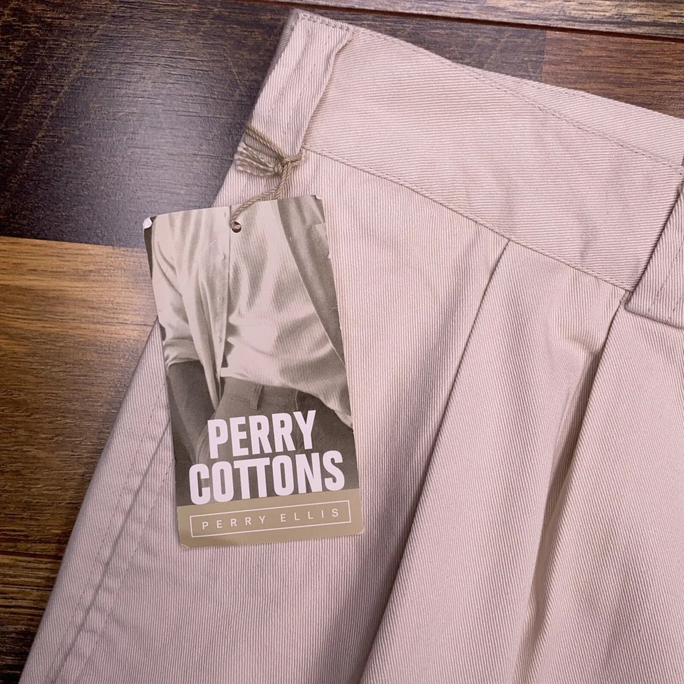 Pantalones Cortos Perry Ellis De Colección Para Hombres 36 Beige Perry Algodón Nuevos Foto 3 de 4