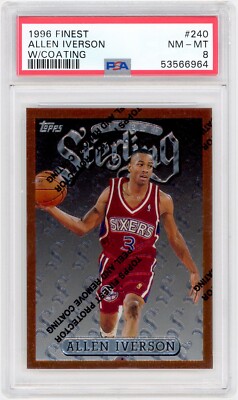 1996-97 Topps Finest #240 Allen Iverson RC w/ coating / NM-MT PSA