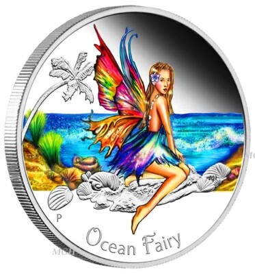 AUSTRALIA Perth 2016 Ocean Fairy colorized 50c Silver Proof 1/2 oz coin Tuvalu
