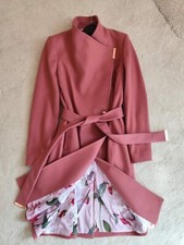 Ted Baker Sandra Dusty Pink Wool Cashmere Belted Coat Uk 6 Tb 0 £329