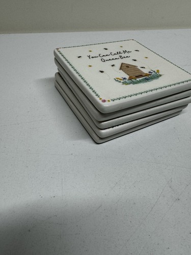 The Beekeepers Coasters Set Of Five Ceramic Tiles 10x10cm Excellent Condition - Picture 11 of 13