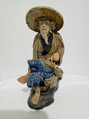 Vintage Chinese Figurine Pottery Shiwan Statue Figure  Mudman - Foto 1 di 6