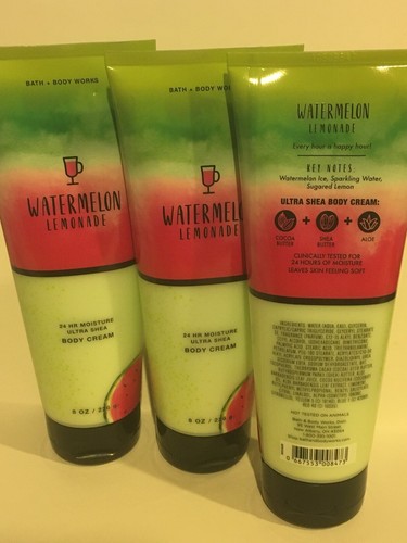 3X BATH & BODY WORKS WATERMELON LEMONADE ULTRA SHEA MOISTURE CREAM LOTION 8 OZ - Picture 2 of 2