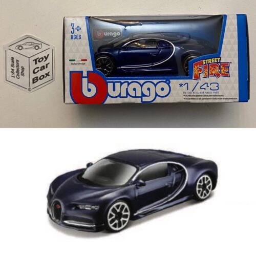 BBURAGO 1/43 - Bugatti Chiron (Blue - Street Fire - Boxed) E45