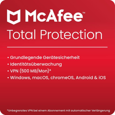 McAfee Total Protection 1-10 Geräte 1 Jahr ESD Lizenz License Key Code Number
