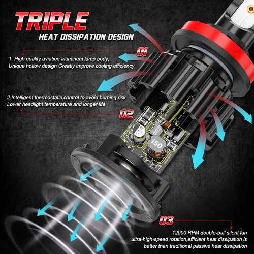 For Chevy Trax 2013-2016 2x H11 LED Headlight Bulbs 6000K White Low Beam Kit - Picture 6 of 12
