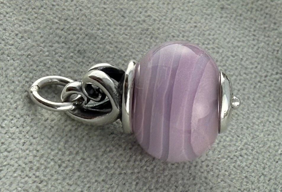 James Avery Retirado Madre’s Love Arte Vidrio Rosa Rayas Acabado Brillante ¡RARO! Foto 3 de 4