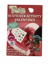 Trolls Valentines Cards Box Of 16 With Hearts Seals Stickers DreamWorks Adorable