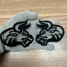 Bull Emblem Badge Car or Truck,  (2) Badges,  Angry Agressive Raging