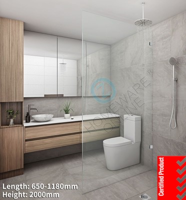 Download 650-1180x2000mm Glass Frameless Shower Screen Walk In Fixed Panel 10mm Thickness | eBay