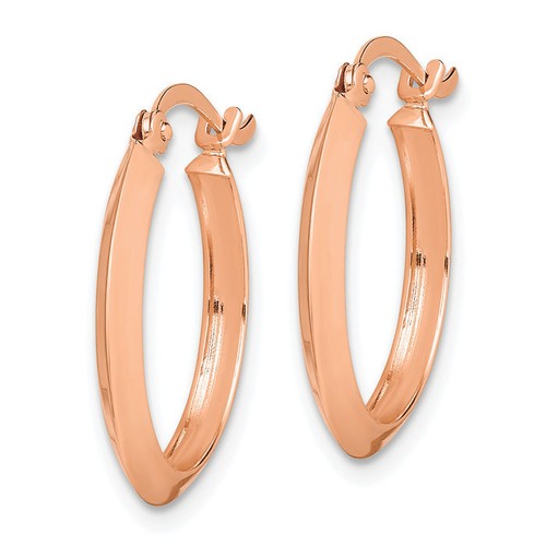 10K Solid Rose Gold Round Small Hoop Earrings - Picture 3 of 5