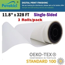 3 Rolls 11.8" x 328 FT Direct to Film Transfer Film Roll- Single Sided Warm Peel