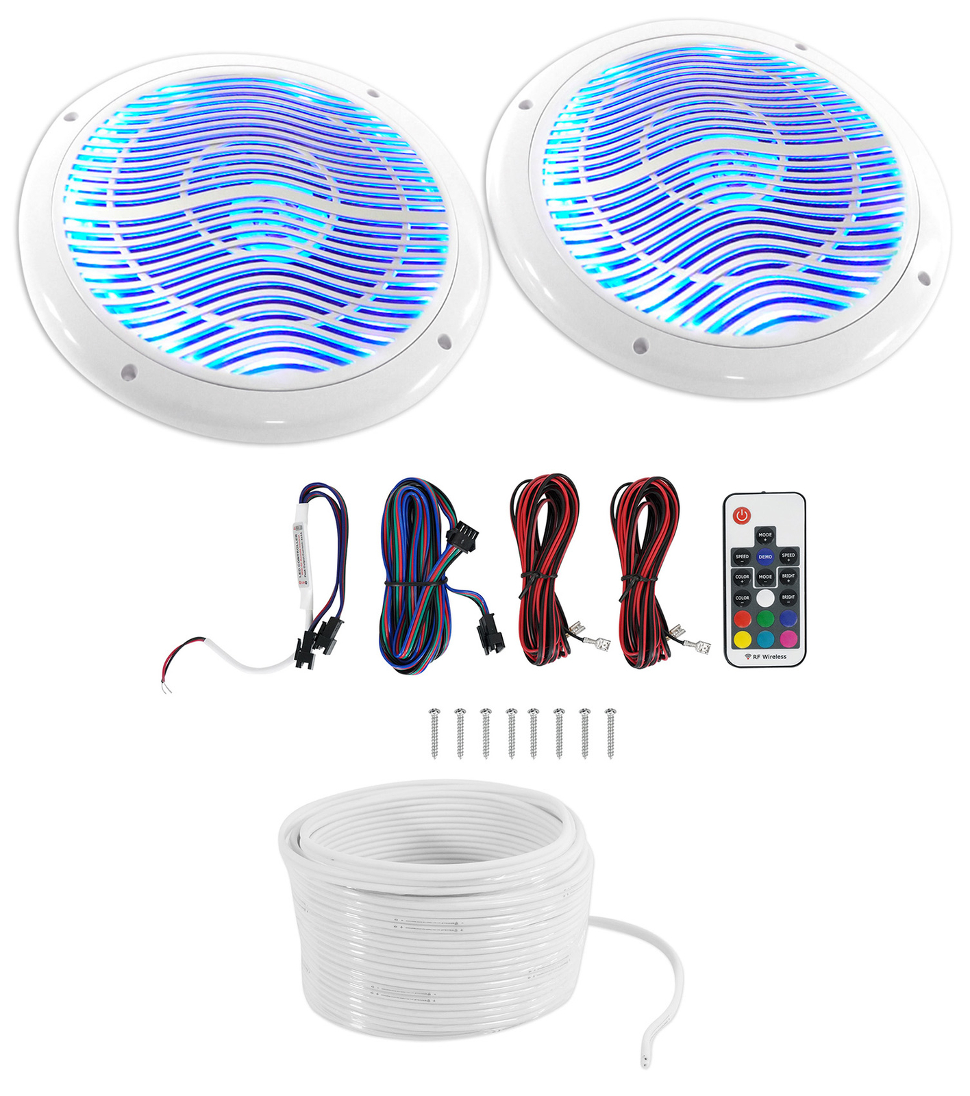 2 Динамик Rockville 65 PolarisATVUTVRZRCART мощностью 600 Вт с многоцветным светодиодом пульт дистанционного управления 11090₽