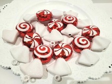 8pc Christmas Holiday Red White Candy Cane Peppermint Canndyland Ornaments
