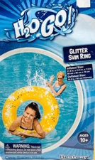 H2O GO!  Bestway  Gold Glitter Swim Ring 32" Tube Pool Float Ages 10+ NEW SEALED