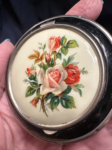 Polvere compatta da donna nera e argento floreale-vintage - Foto 17 di 18