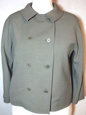 Jaeger Fully-lined Doublebreasted Solid Olive Green Wool Ls Jacket Blaz 14