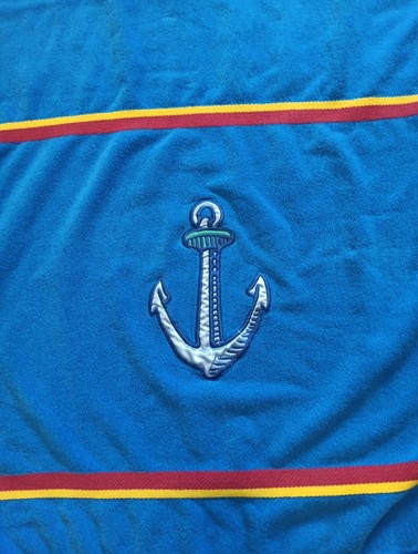 Asciugamano JAY FRANCO pesante spiaggia piscina 100% COTONE ancoraggio spugna blu 50x25 vintage - Foto 3 di 7