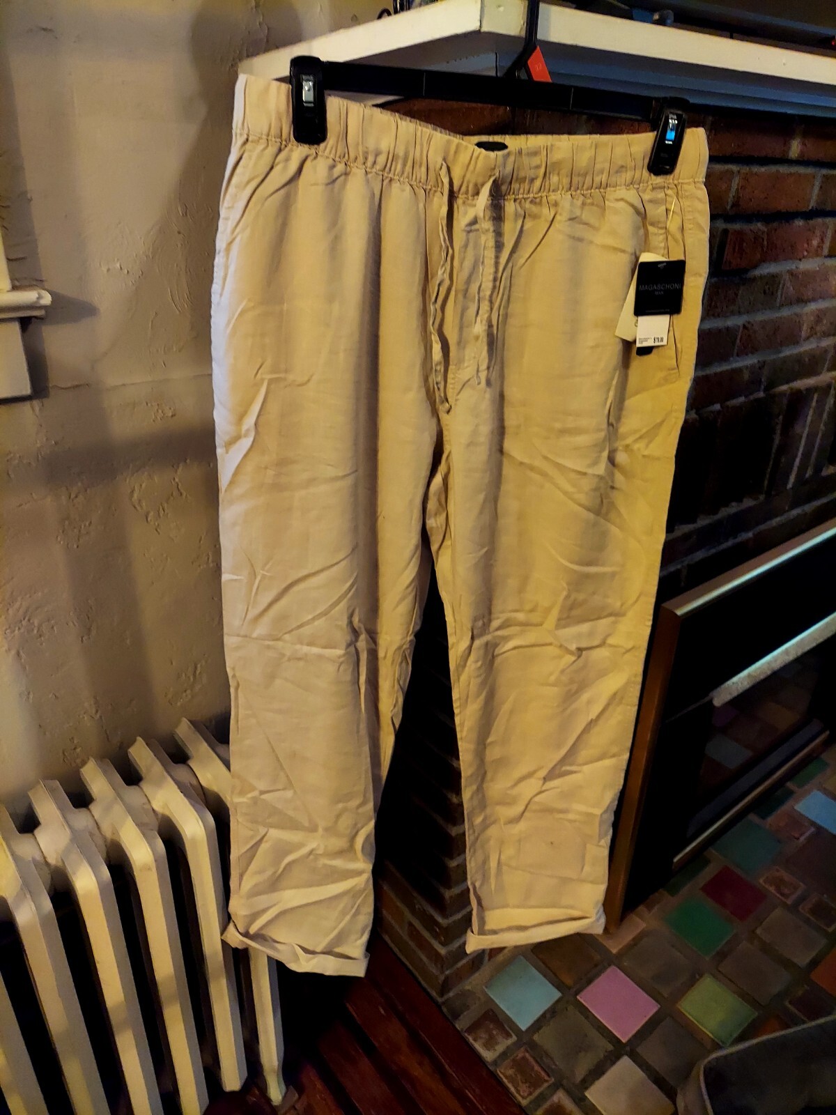 Мужские льняные брюки хаки Magaschoni — большие