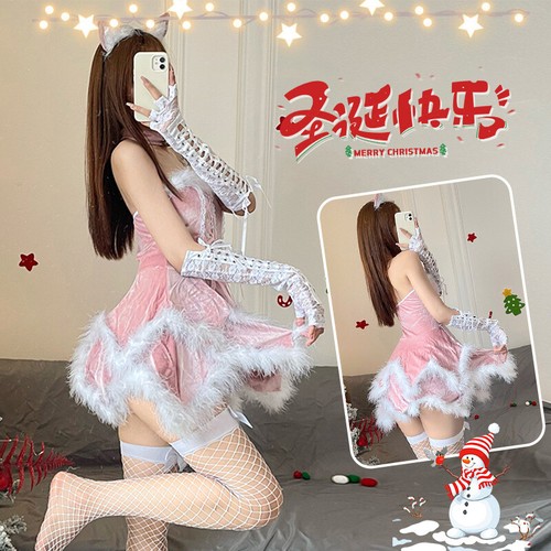 Sexy Weihnachten Brust Wickel Santa Outfits süß Frauen Kostüme Uniform Rock Kleid - Bild 4 von 8