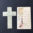 LOT 2 Pious Images 19th Century Painted Flowers And Cross HOLY CARDS 19thC Santino