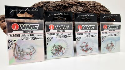 VMC Drop Lok 7130NE Gr. 4 2 1 1/0 für Drop Shot Rig PTFE Haken Hook NEW