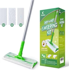 Sweeper Mop - Lock Tight Design No Lost Pads - 36 Disposable Dry & Wet Cloths...