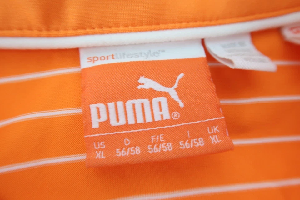Polo Puma Para Hombres XL Naranja Rayas Golf Performance Célula Seca Foto 3 de 4