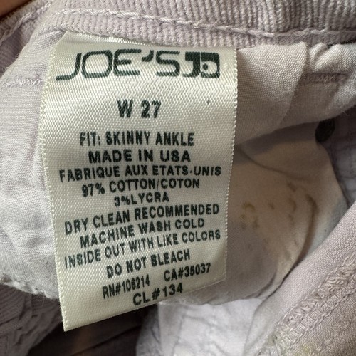 Lavender Corduroy Skinny Jeans, Brand: Joe’s, Size 27 - Picture 4 of 6