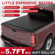 For 5.7FT 2009-2025 Ram 1500 Soft Roll-Up Truck Bed Tonneau Cover Vinyl 68"