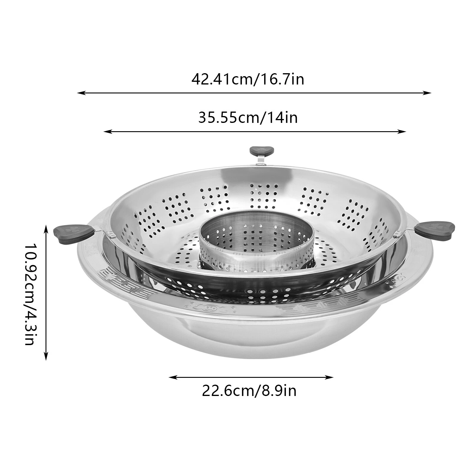 Stainless Steel Chinese-style Rotary Lifting Hot Pot with Divider Fit most stove
Opens in a new wind