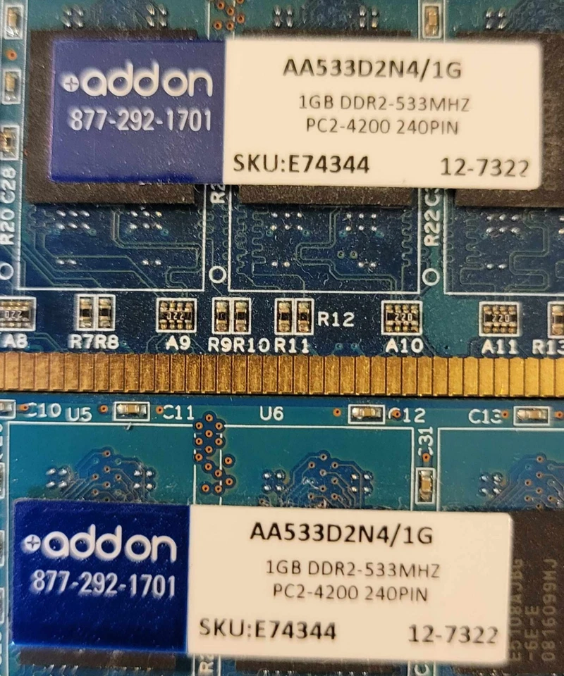 2x 1GB (2GB total) Ramaxel 2RX8 DDR2 PC2-5300U RML1320EJ38D7W-667 Memory - Image 3 of 4