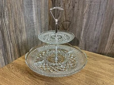 Mid Century Modern Diamond Cut Style Condiment Tray Tree Stand Server Station K5