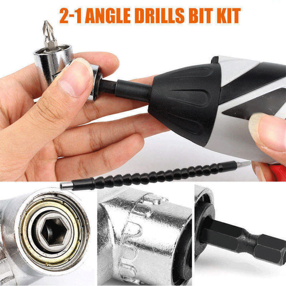13-Piece Right Angle Drill Adapter Set – 105° Cordless Screwdriver Attachment, Magnetic Bit Holder, Flexible Shaft Extension For Tight Spaces