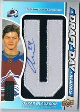 2023-24 SP GAME USED DRAFT DAY MARKS LETTER ''U'' AUTOGRAPH OSKAR OLAUSSON 30/35