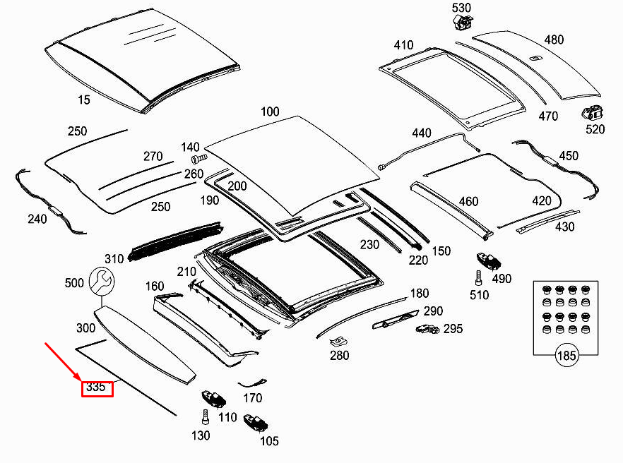 MERCEDES-BENZ S W222 Front Panoramic Sunroof Harness A2228207804