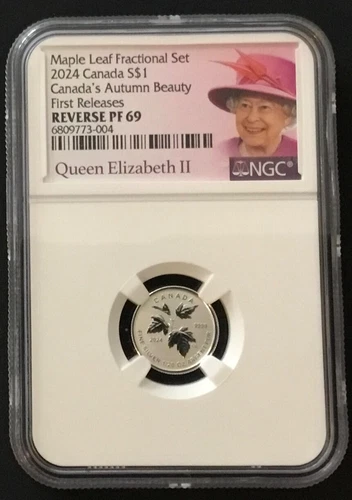 2024 QUEEN ELIZABETH $1 1/20 OZ CANADA SILVER NGC PF69 MAPLE LEAF FIRST RELEASES