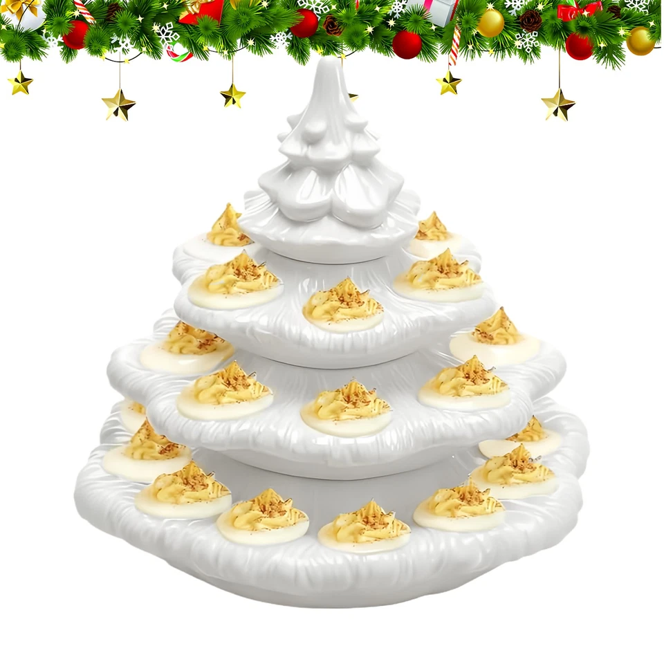 Bandejas para huevos de Navidad con forma de árbol de Navidad de 4 niveles con capacidad para 26 agujeros Foto 4 de 4