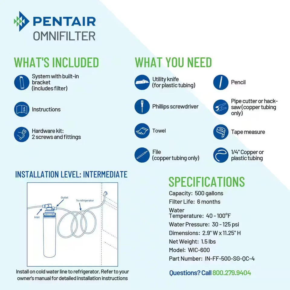 OmniFilter Pentair Inline Quick Change Refrigerator and Icemaker Replacement 1PK - Image 3 of 4