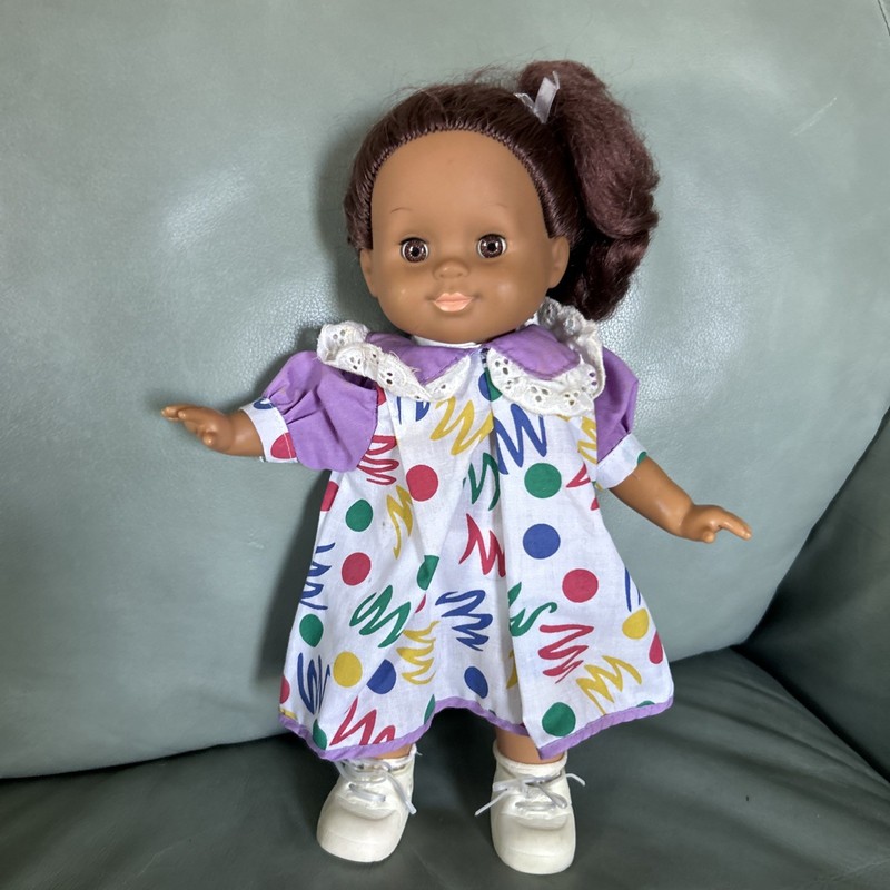 Vintage Olmec Toys 1993 African American Toddler Girl Play Doll ~ 12” Tall