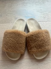 Jenni Kayne Shearling Slide Sandals Slippers Brown Size EU 40 US 9 - NEW