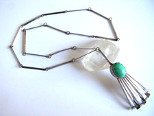 Seltenes Art Deco Collier aus Silber 900 + Türkis sign. Walter Rönsch Eibau