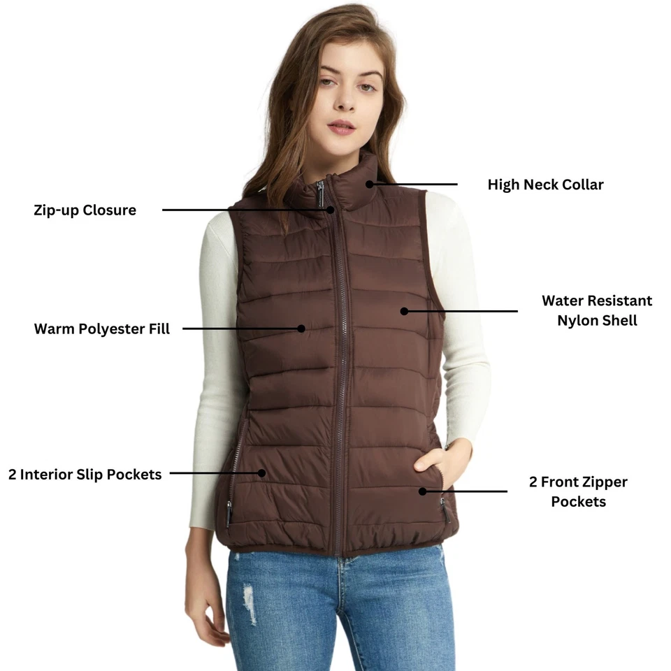 Alpine Swiss Jodie Womens Puffer Vest Warm Light Down Alternative Insulated - Image 2 of 4